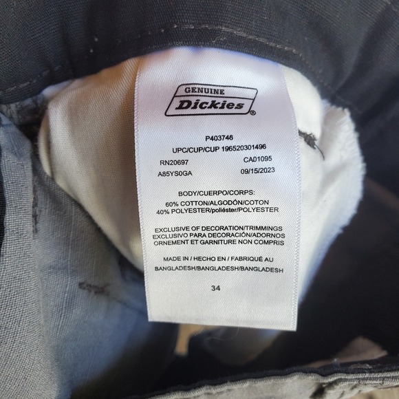 Dickies Mens Gray Cargo Shorts Size 34 Utility Workwear Pockets Grunge Skate - Picture 2 of 7